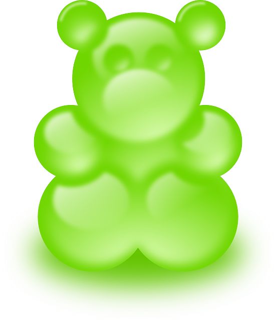 Bear Green Gummy Bears Glossy Glowing Bright