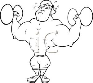 Body Builder Strong Man Lifting Barbells And Looking Like A Bully