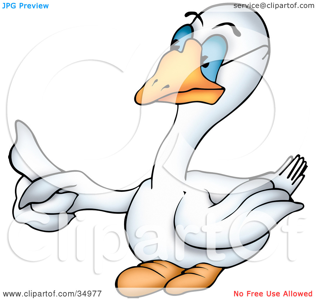 Clipart Illustration Of A White Goose With Blue Eyes Wearing Glasses