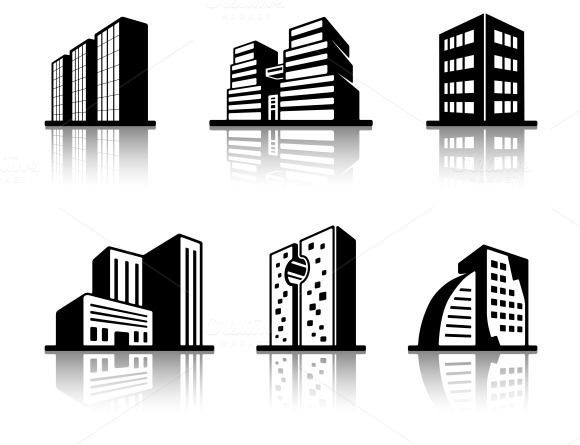 Creativemarket Black And White Building Icons 111928