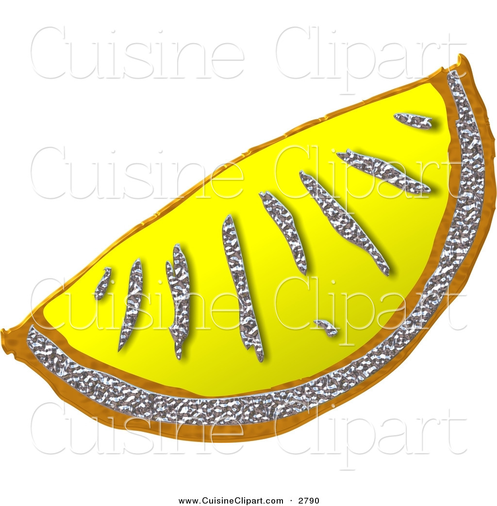 Cuisine Clipart Of A Metallic Lemon Wedge By Dennis Cox    2790