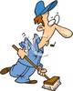Custodian Sweeping And Whistling Clipart Picture