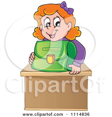 Free  Rf  Clipart Illustration Of A Blond School Girl Sitting On Books