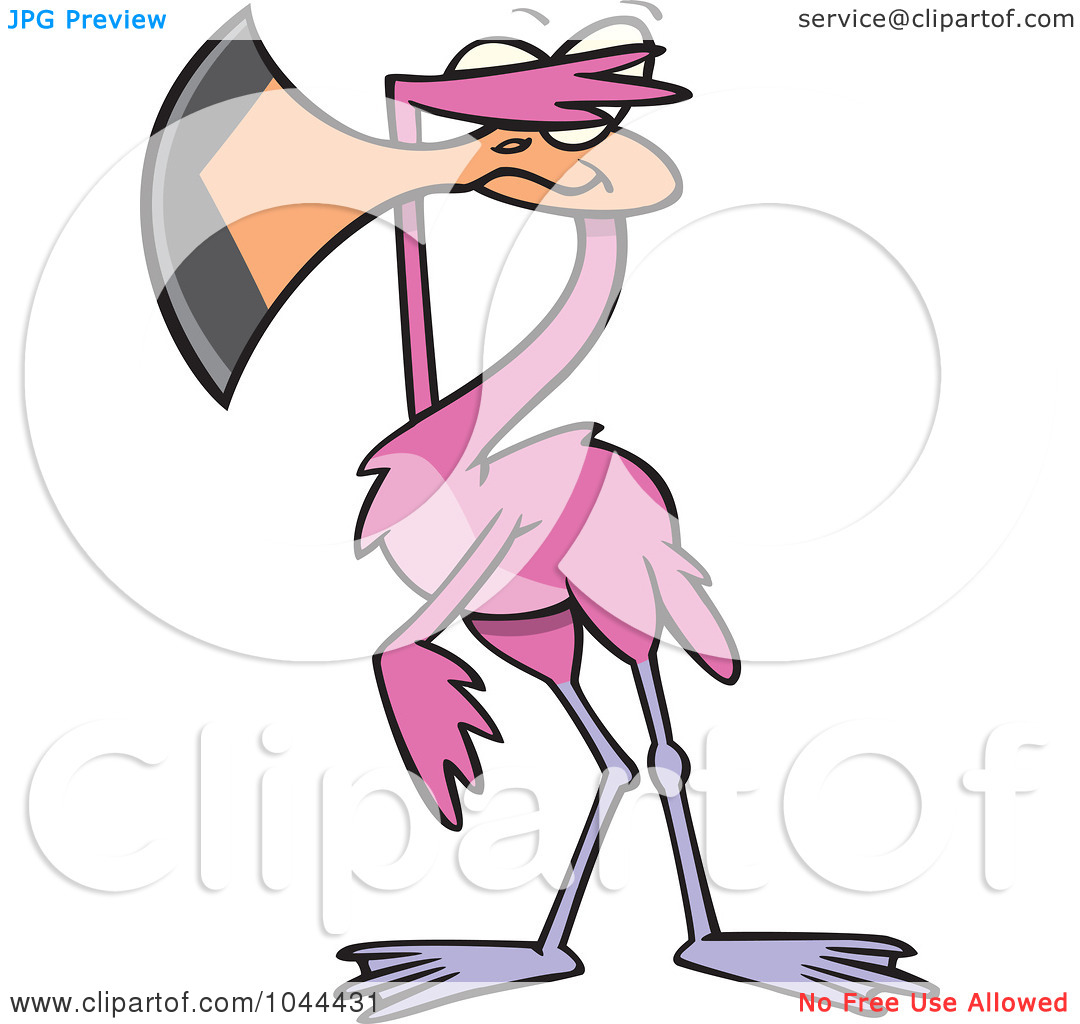 Illustration Of A Cartoon Flamingo Covering His Eyes By Ron Leishman