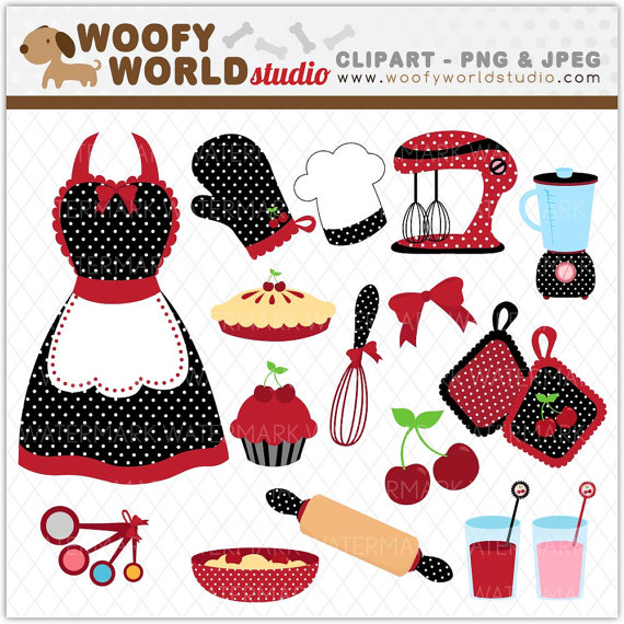 Items Similar To Red Black Kitchen Diva Clipart   Instant Download    