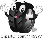     Of A Shocked Tire Mascot Leaking Air Royalty Free Vector Clipart