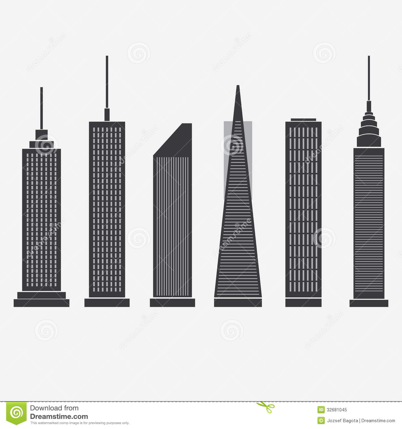 Office Building Clipart Black And White Set Of Various Black And White