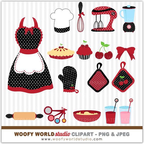 Red Black Kitchen Diva Clipart   Instant Download   Digital Clip Art    