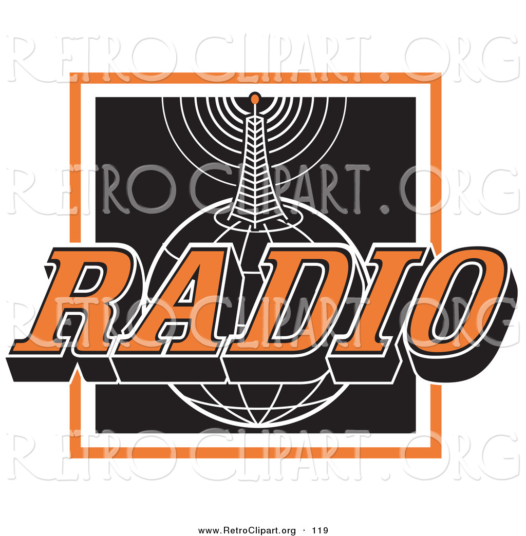 Retro Clipart Of A Orange White And Black Radio Sign With A    