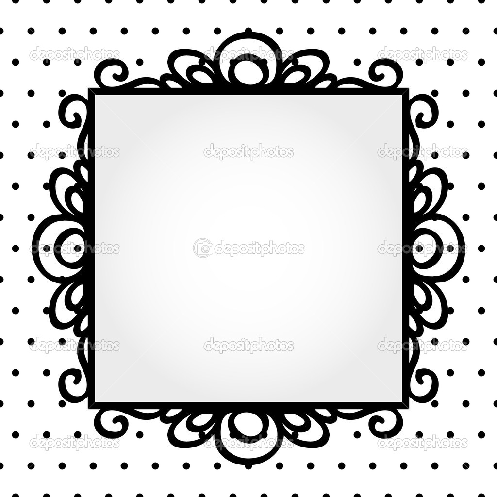 Retro Square Frame On Polka Dot Background Invitation Or Greeting Card    