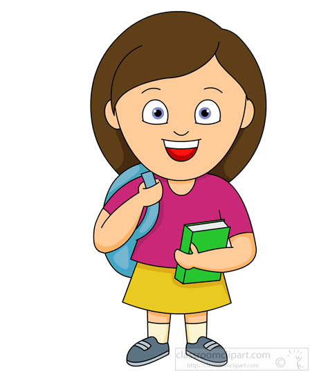 School   Girl Student With Bag Book 0115   Classroom Clipart