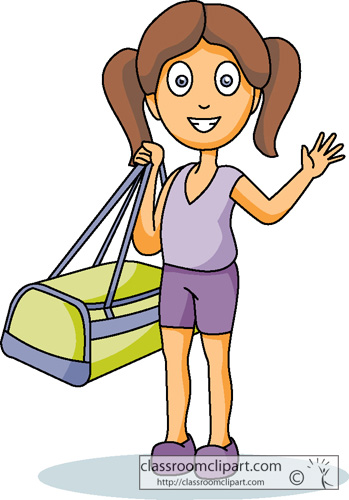 Travel   Girl Holding Travel Bag   Classroom Clipart