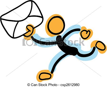 Vector Clipart Of Mail   Quick Delivery Of Mail People Fleeing Carry