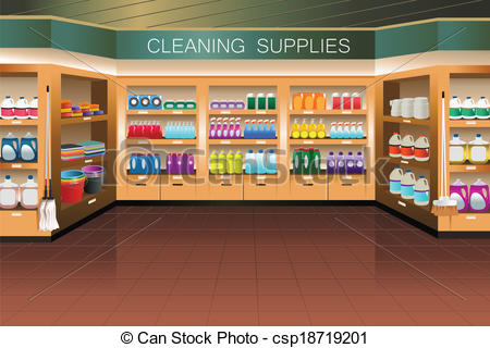 Vector   Grocery Store  Cleaning Supply Section   Stock Illustration