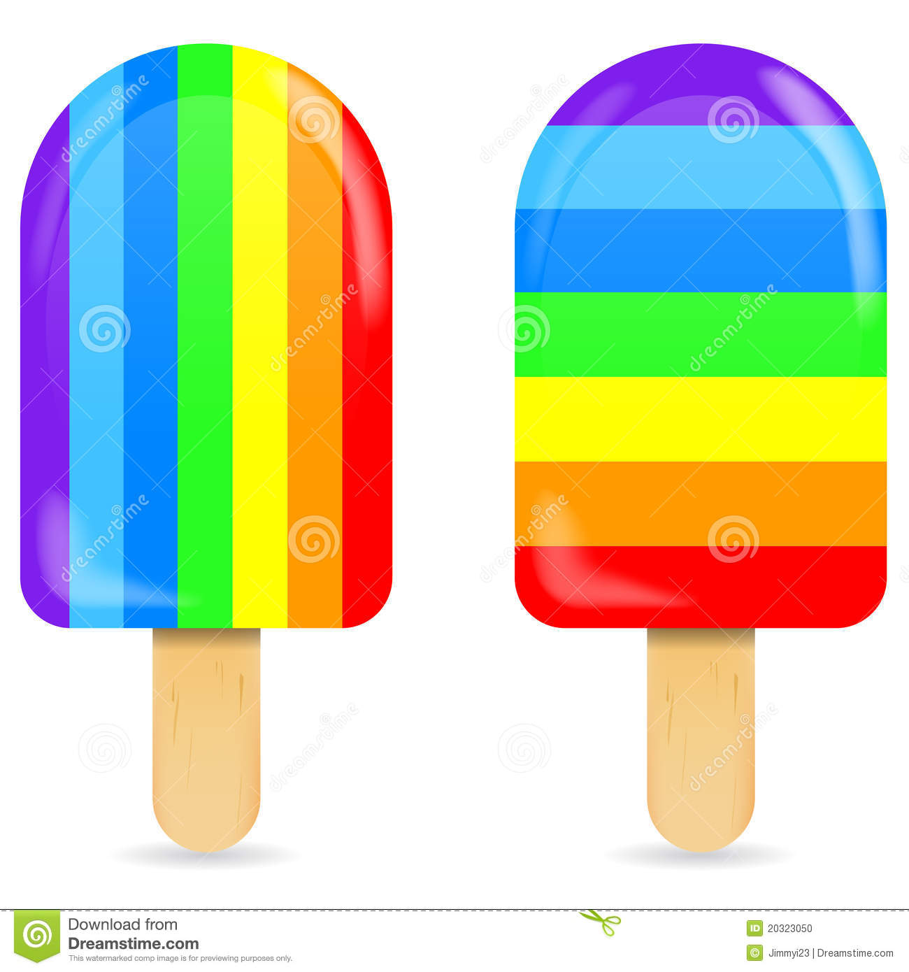 Classic Soft Rainbow Ice Cream Bar Or Ice Pop Isolated On White