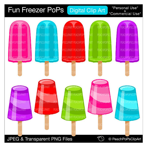 Clip Art Digital Clipart Frozen Ice Pop   Fun Freezer Pops   Digital