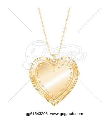 Eps Vector   Vintage Heart Locket Chain Necklace  Stock Clipart