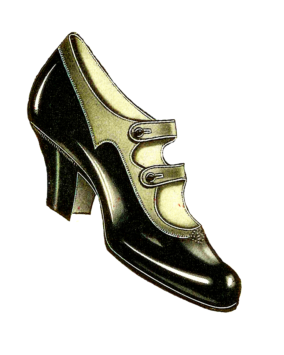 Fashion Clip Art  1917 Vintage Women S Shoe Black Pump Fashion Graphic