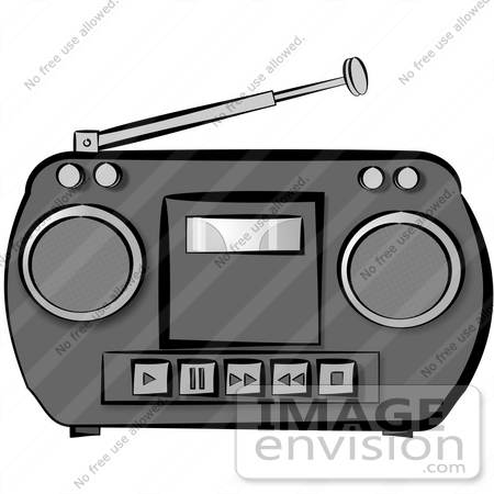 Gray Radio With A Tape Player Clipart    14998 By Djart   Royalty Free    