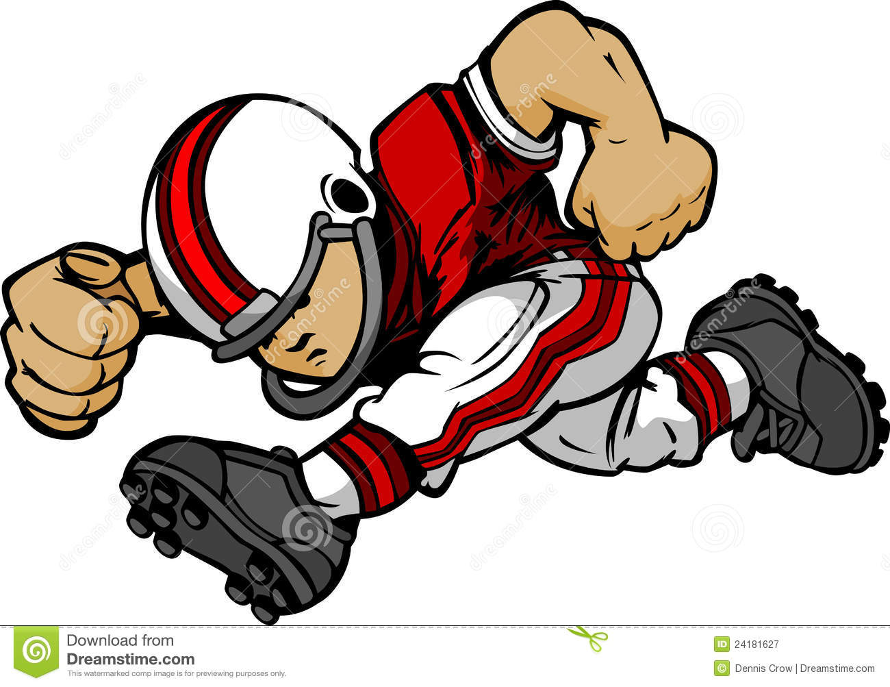 Kid Football Player Running Cartoon Royalty Free Stock Photography