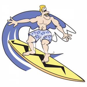 Man Surfing On A Longboard Clipart Image
