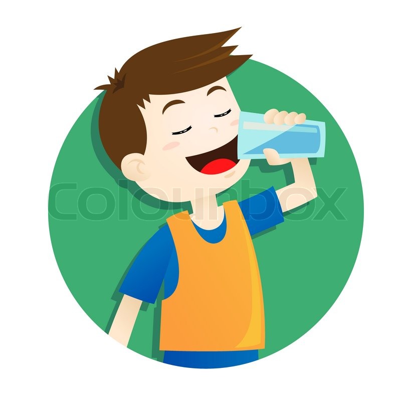 Person Drinking Water Cartoon Man Drinking Water From River
