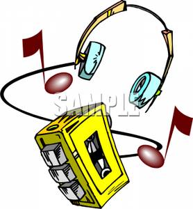 Portable Tape Player And Headphones   Clipart