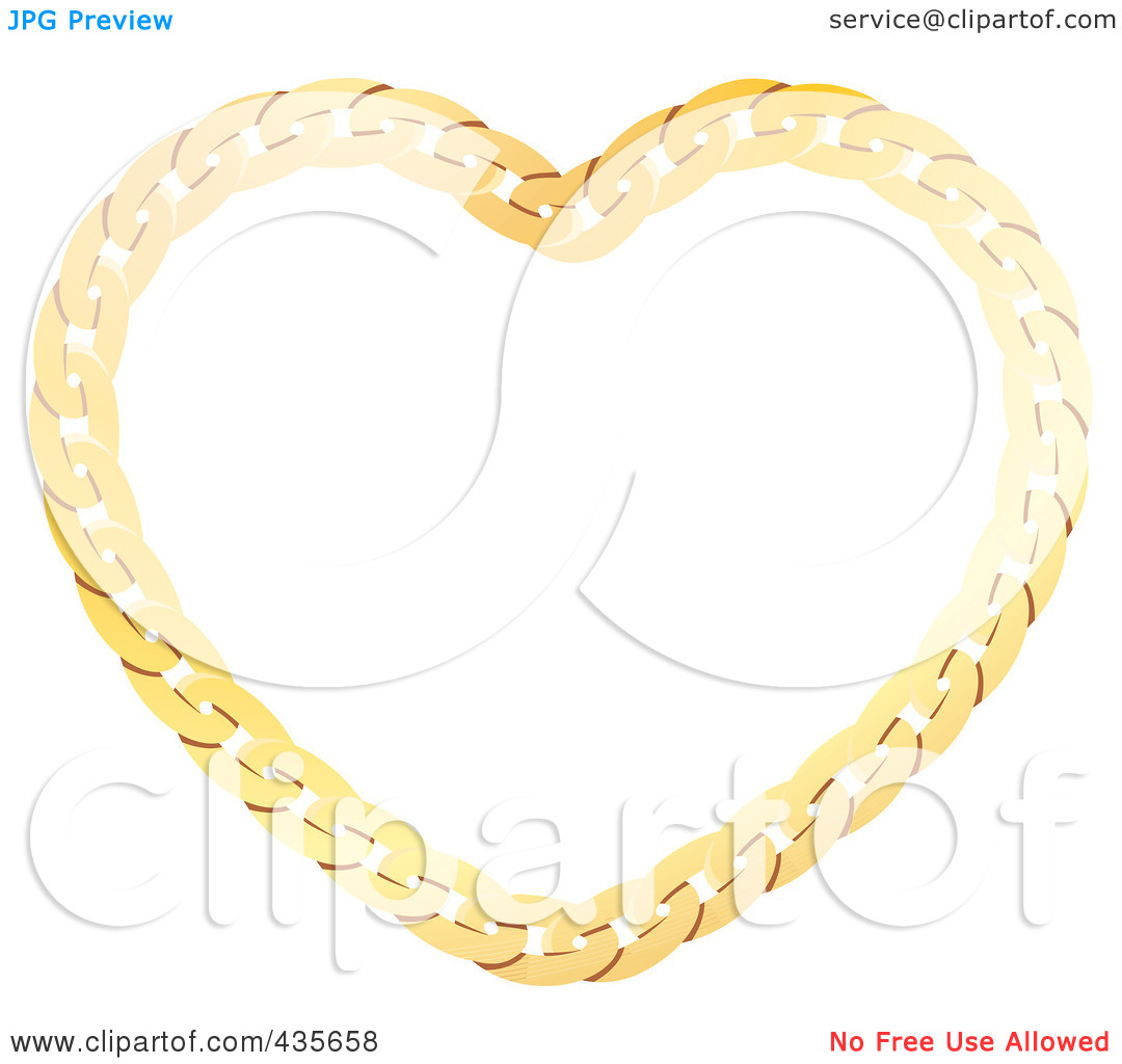 Royalty Free  Rf  Clipart Illustration Of A Gold Chain Heart By Monica
