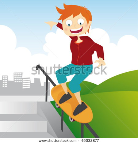 Skateboarding Park Clipart The Happy Boy And His Skate In
