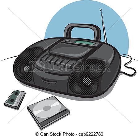 Vector Clipart Of Portable Tape Recorder With Cd Player Csp9222780