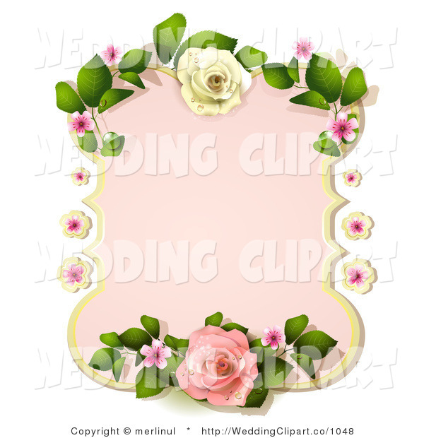 Vector Marriage Clipart Of A Wedding Pastel Pink Rose Frame By