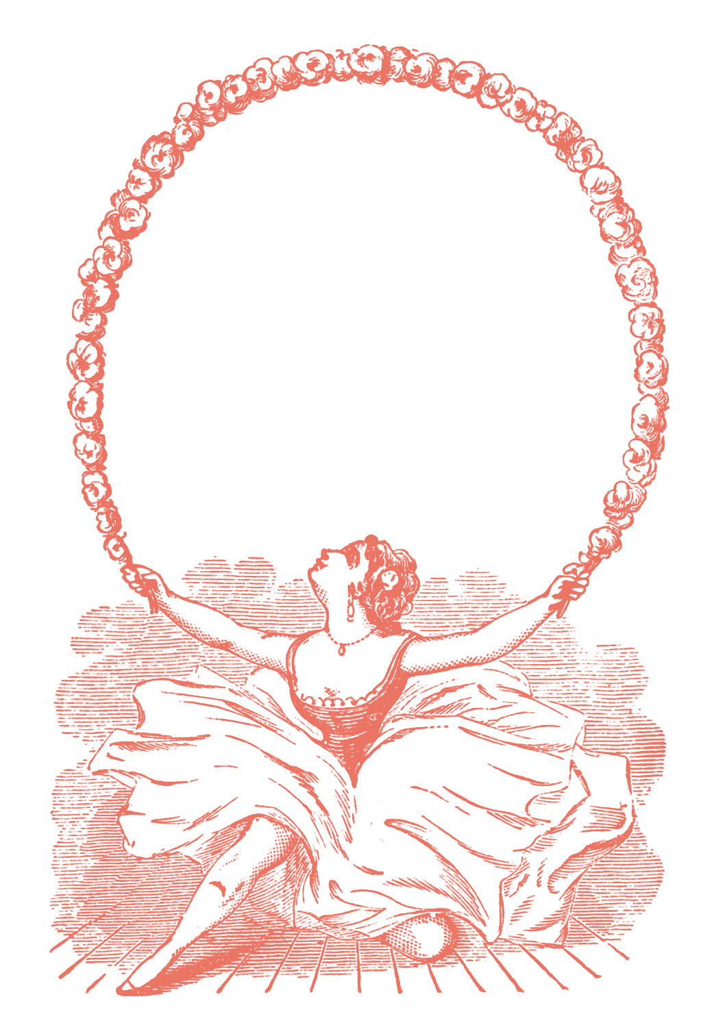 Vintage Clip Art   Ballerina With Garland   Graphic Frame   The