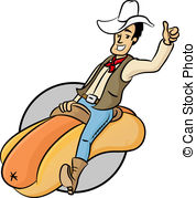 Wiener Cowboy   Happy Cowboy Riding On A Hot God Vector