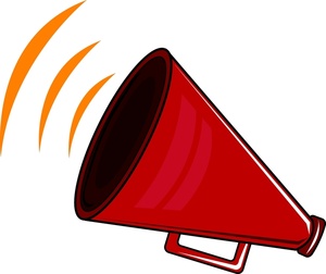 Announcement Clipart Image   Red Megaphone Speaker With Sound Waves