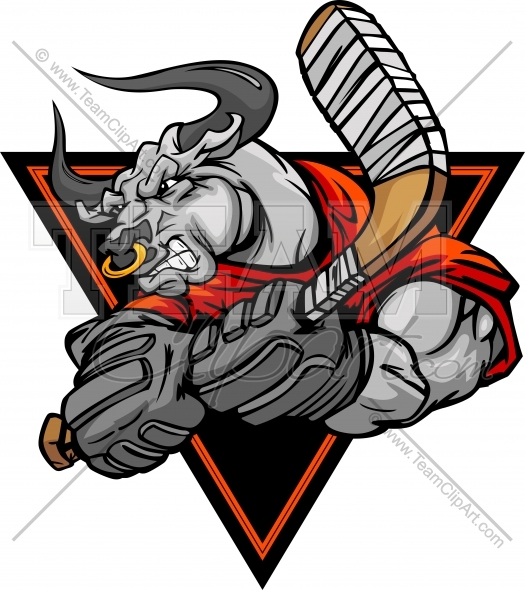 Bulls Hockey Logo   Bull Mascot Cartoon Clipart Image