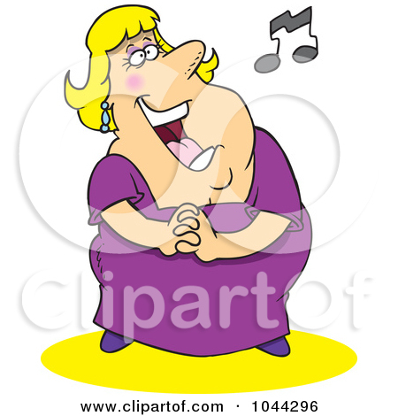 Clip Art Illustration Of A Cartoon Fat Lady Singing By Ron Leishman