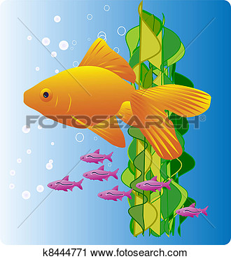 Clipart   Bright Goldfish   Tiny Purple Fish  Fotosearch   Search Clip