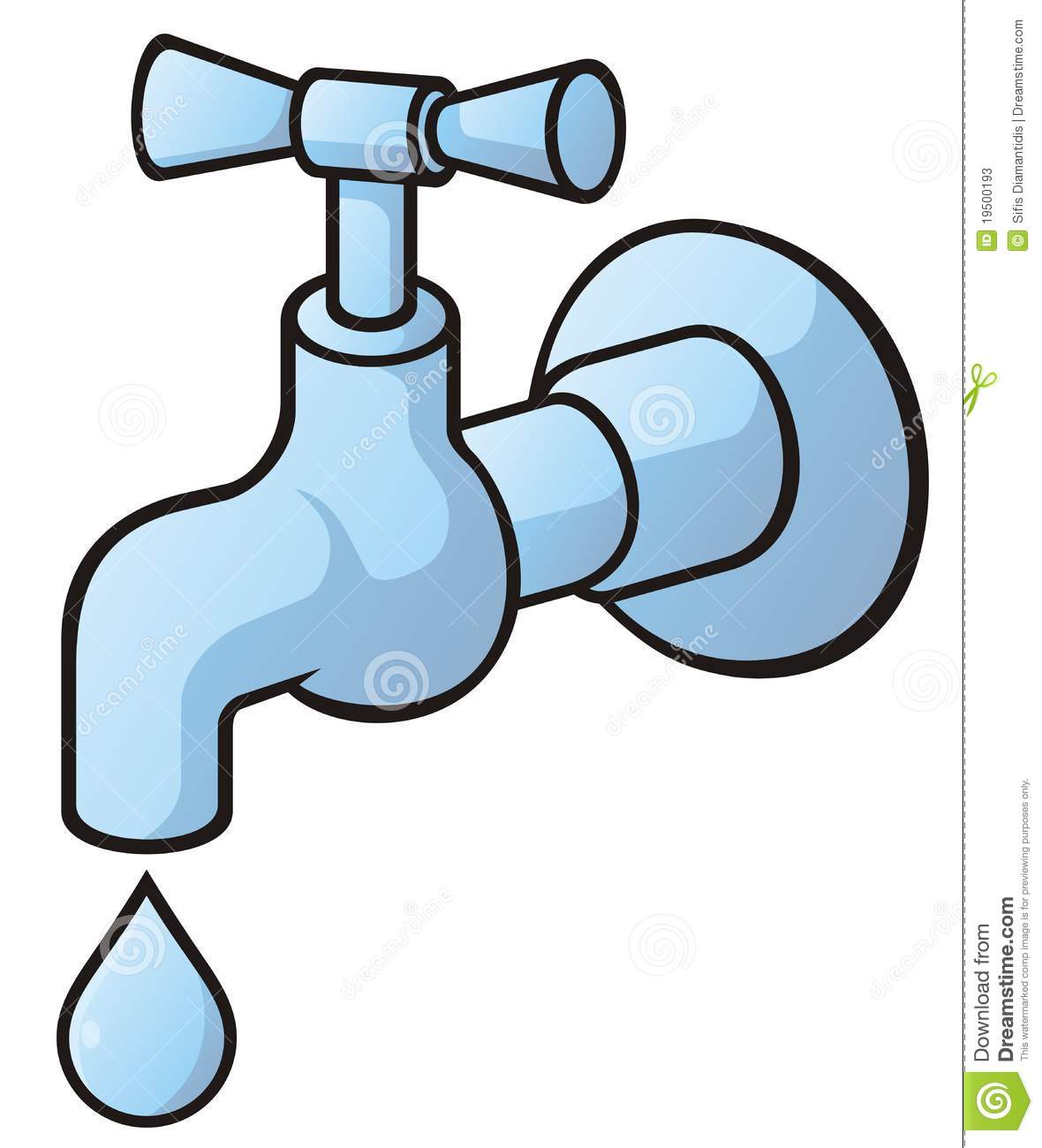 Dripping Tap Light Blue Illustration With Light Shadows Isolated On