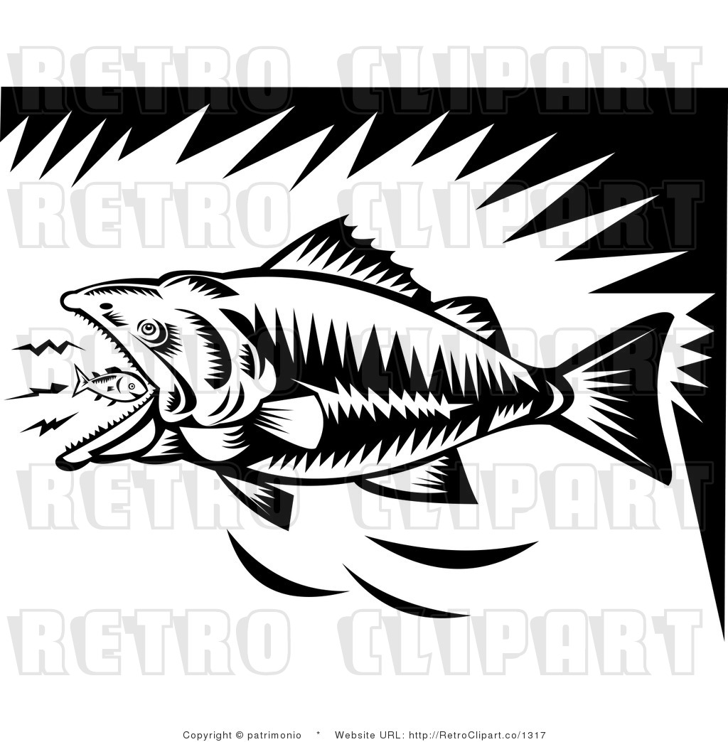 Free Retro Largemouth Bass Eating A Tiny Fish By Patrimonio 1317 Jpg
