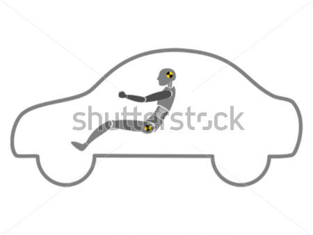 Objects   Crash Test Dummy In Car Outline Vector On White Background