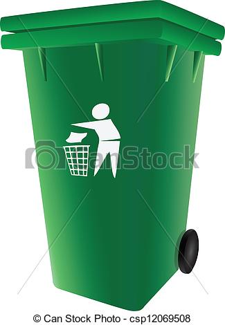 Vector Clipart Of Trash Garbage Can   Green Plastic Garbage Container