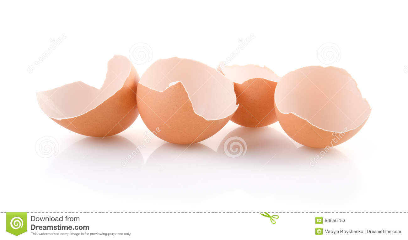 Brown Broken Eggs Isolated On White Background