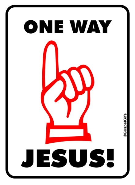 Christian Clip Art Sign  One Way   Jesus   Red On White