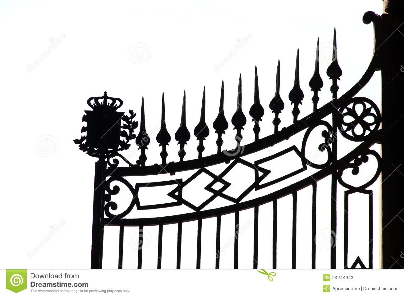 Close Up Of A Castle Iron Gates Against A White Background 