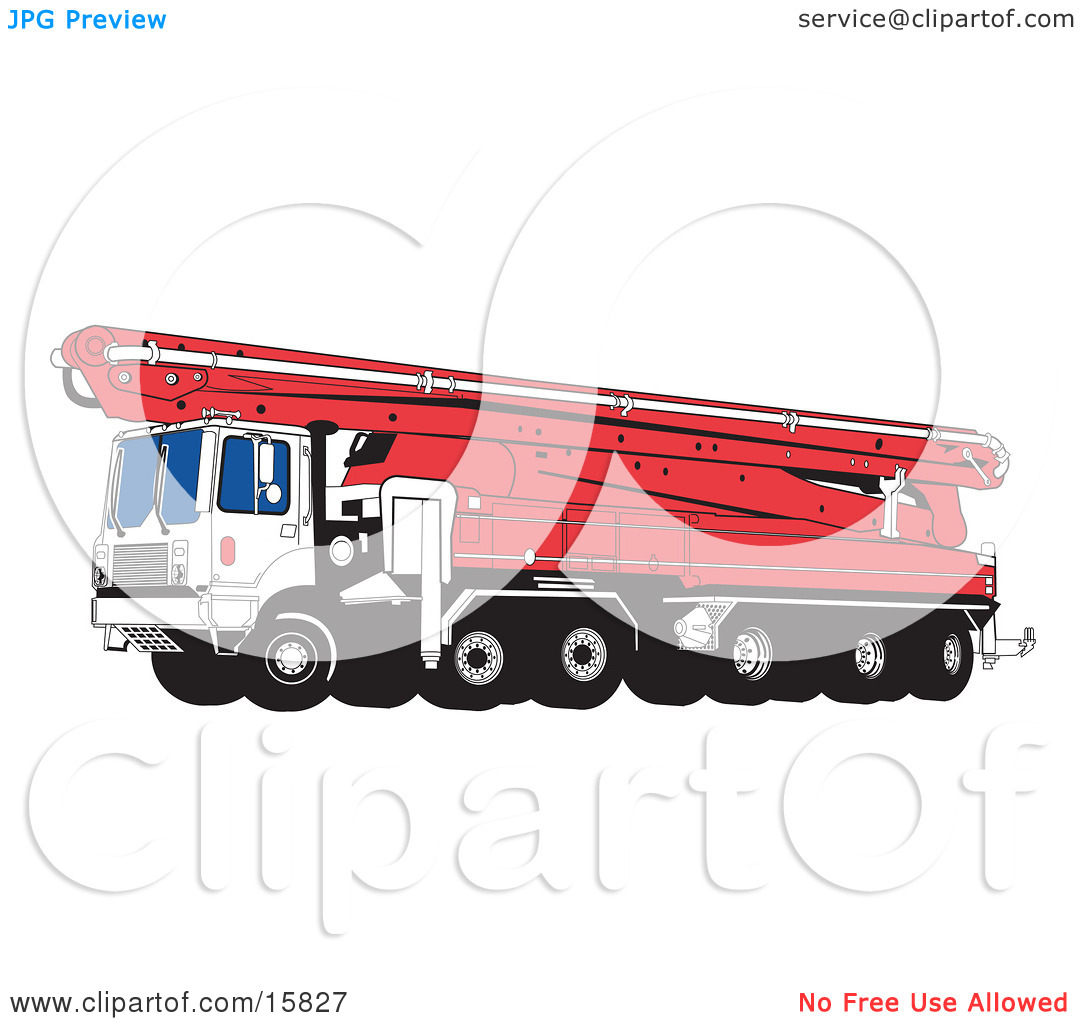 Concrete Pumping Truck With Mounted Boom Pump Clipart Illustration