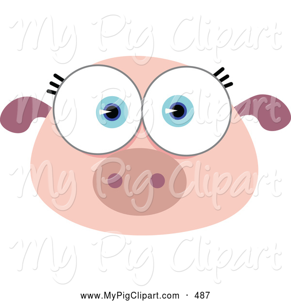 Cute Big Eyed Pig Face Pig Clip Art Qiun