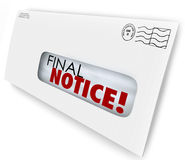 Final Notice Envelope Bill Invoice Past Due Pay Now Stock Photos