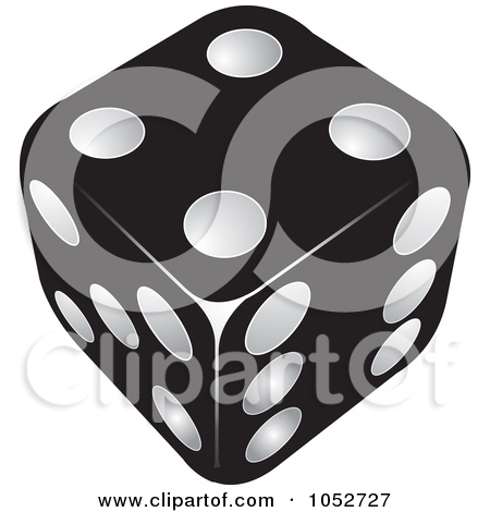 Free  Rf  Clipart Illustration Of A Single Black And White Dice