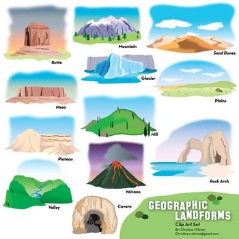 Geographic Features And Landforms Clip Art Set   Clip Art Teacher Pay