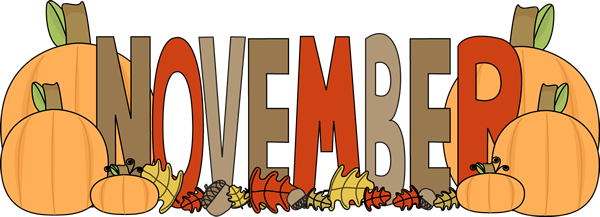 Month Of November Autumn Clip Art Image   The Word November In Brown